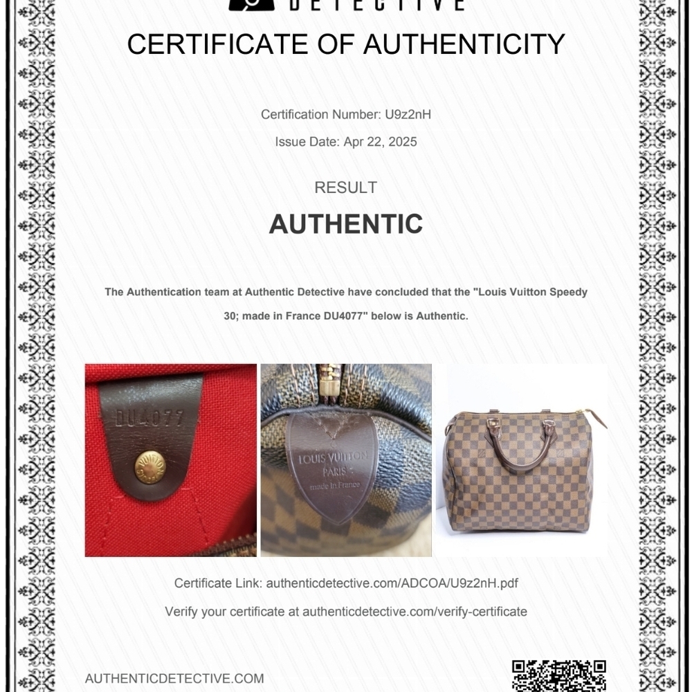 LOUIS VUITTON Speedy 30 Damier Ebene Satchel Bag Brown COA, Lock & Key - Picture 16 of 16